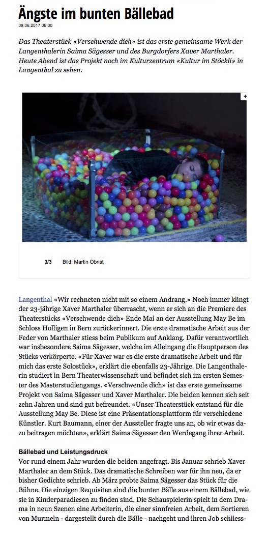 Neue Oberaargauer Zeitung - Ängste im bunten Bällebad